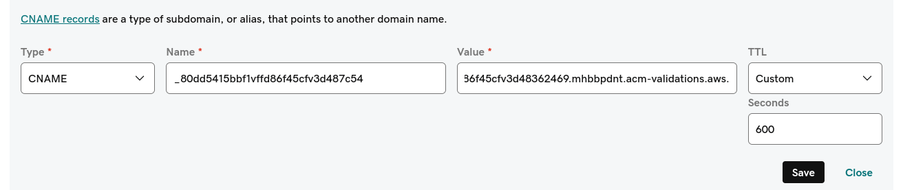 Website hosting using s3 |
ACM CNAME in domain provider - Tapan BK